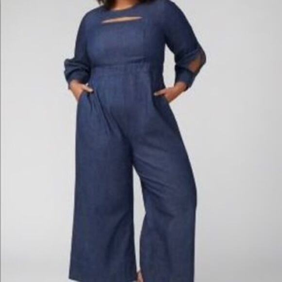 Lane Bryant Denim Jumpsuit Sz.28 NWT - Picture 1 of 16